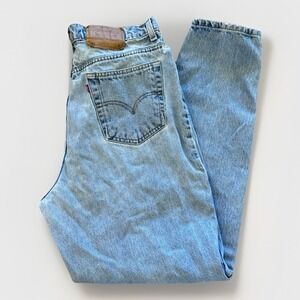 Vtg Levis 521 Jeans Womens M Tapered Fit Leg Blue Denim 90s 32 x 30 Distressed